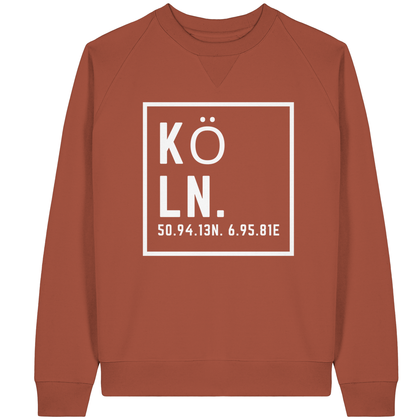 Köln Koordinaten (großer Druck auf der Brust) - Organic Raglan Sweatshirt