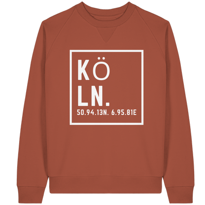 Köln Koordinaten (großer Druck auf der Brust) - Organic Raglan Sweatshirt