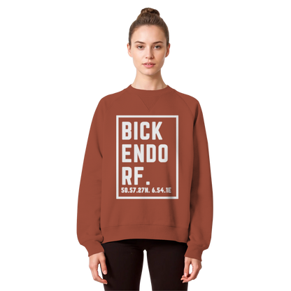 Bickendorf Koordinaten (großer Druck auf der Brust) - Organic Raglan Sweatshirt