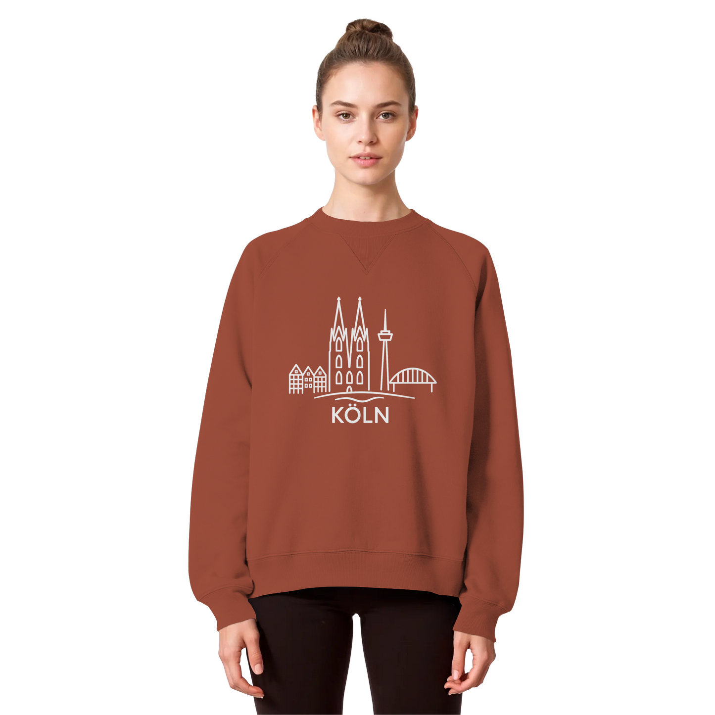 Köln Skyline (großer Druck auf der Brust) - Organic Raglan Sweatshirt