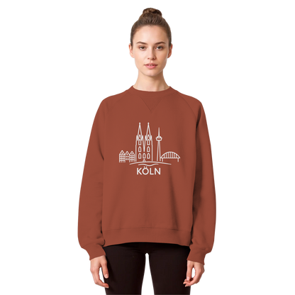 Köln Skyline (großer Druck auf der Brust) - Organic Raglan Sweatshirt