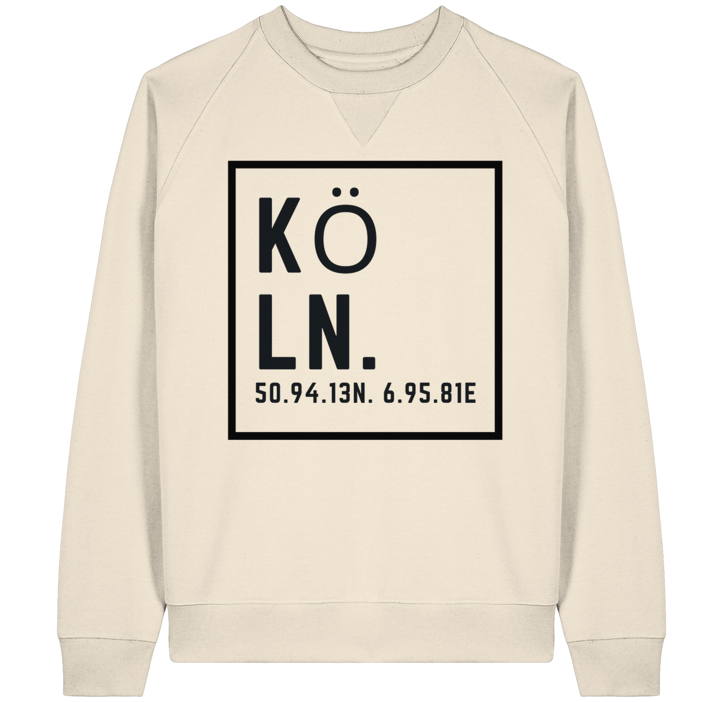 Köln Koordinaten (großer Druck auf der Brust) - Organic Raglan Sweatshirt