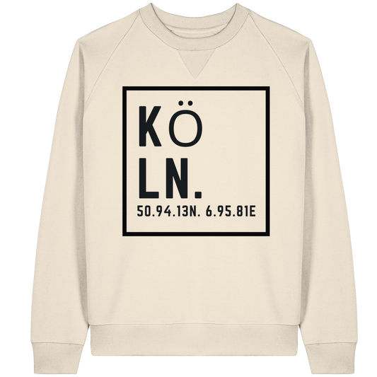 Köln Koordinaten (großer Druck auf der Brust) - Organic Raglan Sweatshirt