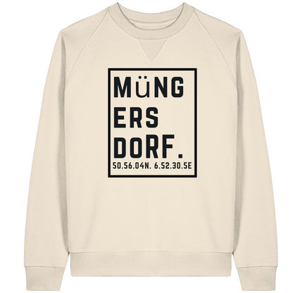 Müngersdorf Koordinaten (großer Druck auf der Brust) - Organic Raglan Sweatshirt