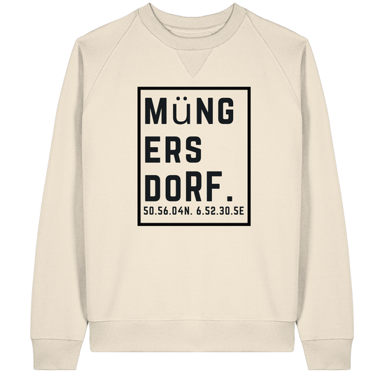 Müngersdorf Koordinaten (großer Druck auf der Brust) - Organic Raglan Sweatshirt