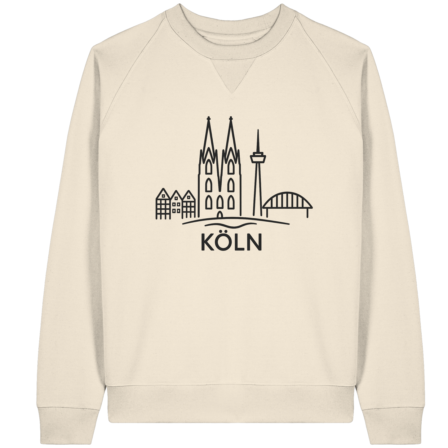 Köln Skyline (großer Druck auf der Brust) - Organic Raglan Sweatshirt