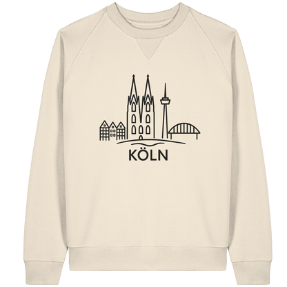Köln Skyline (großer Druck auf der Brust) - Organic Raglan Sweatshirt