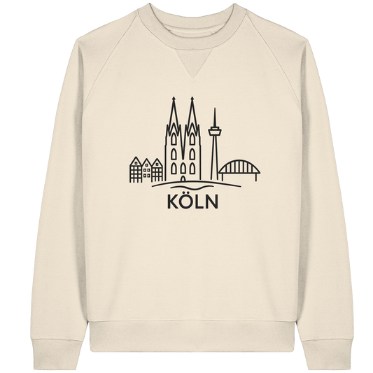 Köln Skyline (großer Druck auf der Brust) - Organic Raglan Sweatshirt