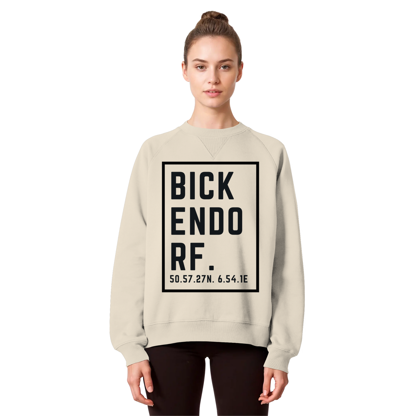 Bickendorf Koordinaten (großer Druck auf der Brust) - Organic Raglan Sweatshirt