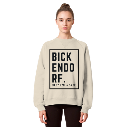 Bickendorf Koordinaten (großer Druck auf der Brust) - Organic Raglan Sweatshirt