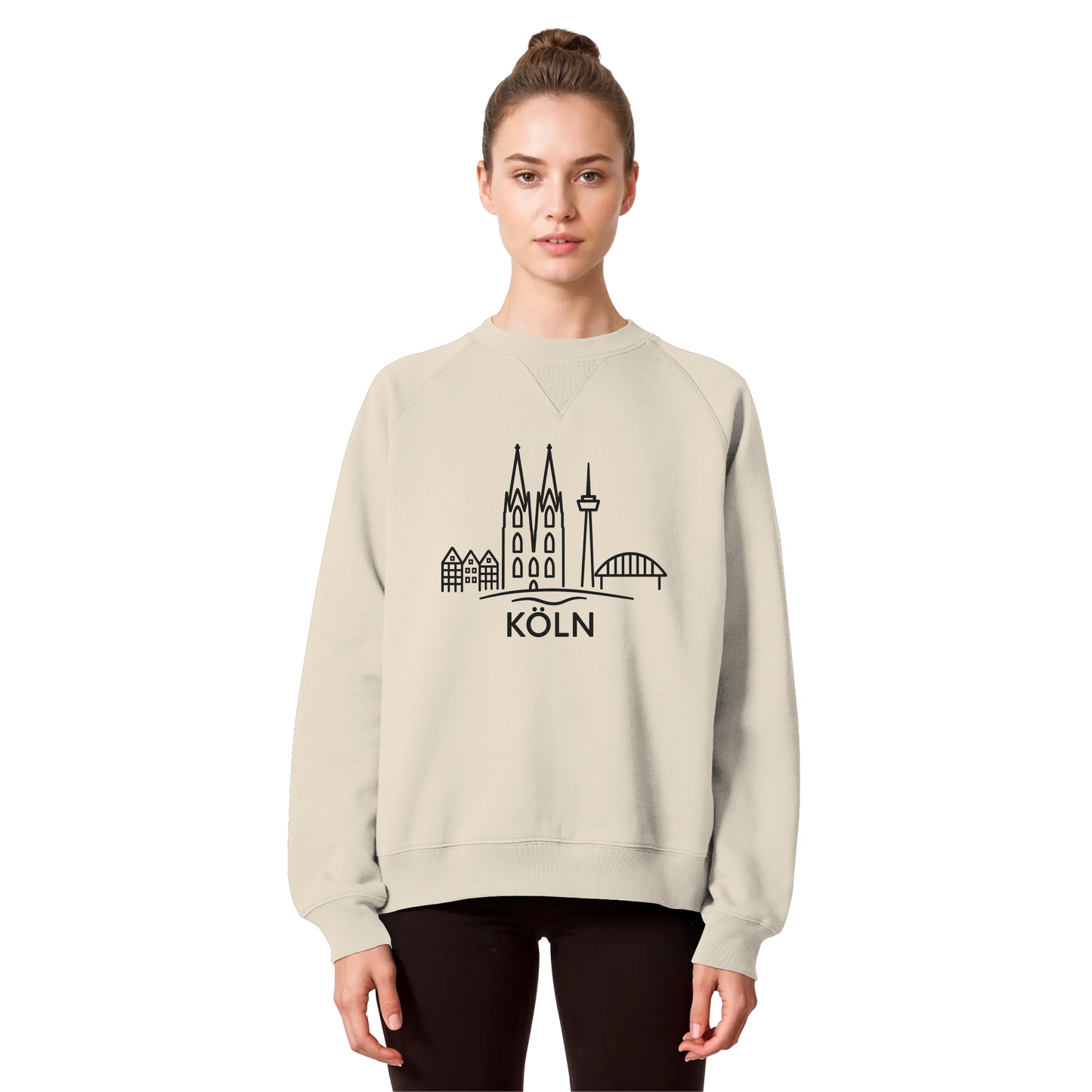 Köln Skyline (großer Druck auf der Brust) - Organic Raglan Sweatshirt