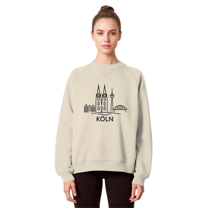 Köln Skyline (großer Druck auf der Brust) - Organic Raglan Sweatshirt