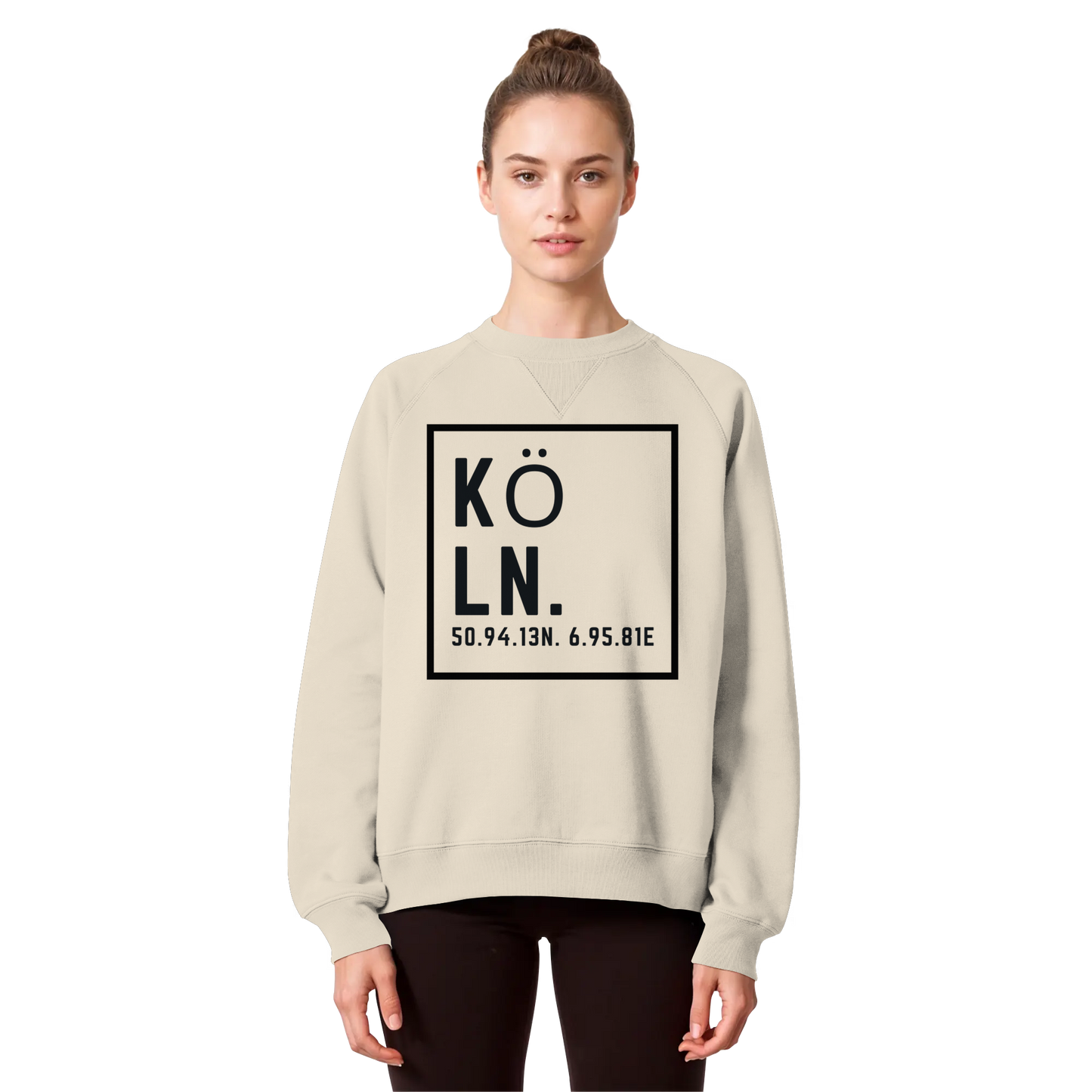 Köln Koordinaten (großer Druck auf der Brust) - Organic Raglan Sweatshirt