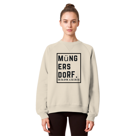 Müngersdorf Koordinaten (großer Druck auf der Brust) - Organic Raglan Sweatshirt