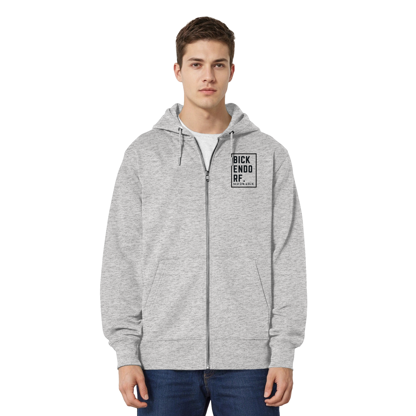 Bickendorf Koordinaten (kleiner Druck auf der Brust) - Organic Relaxed Zipper