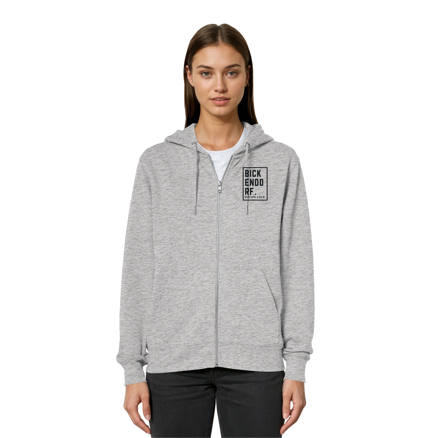 Bickendorf Koordinaten (kleiner Druck auf der Brust) - Organic Relaxed Zipper