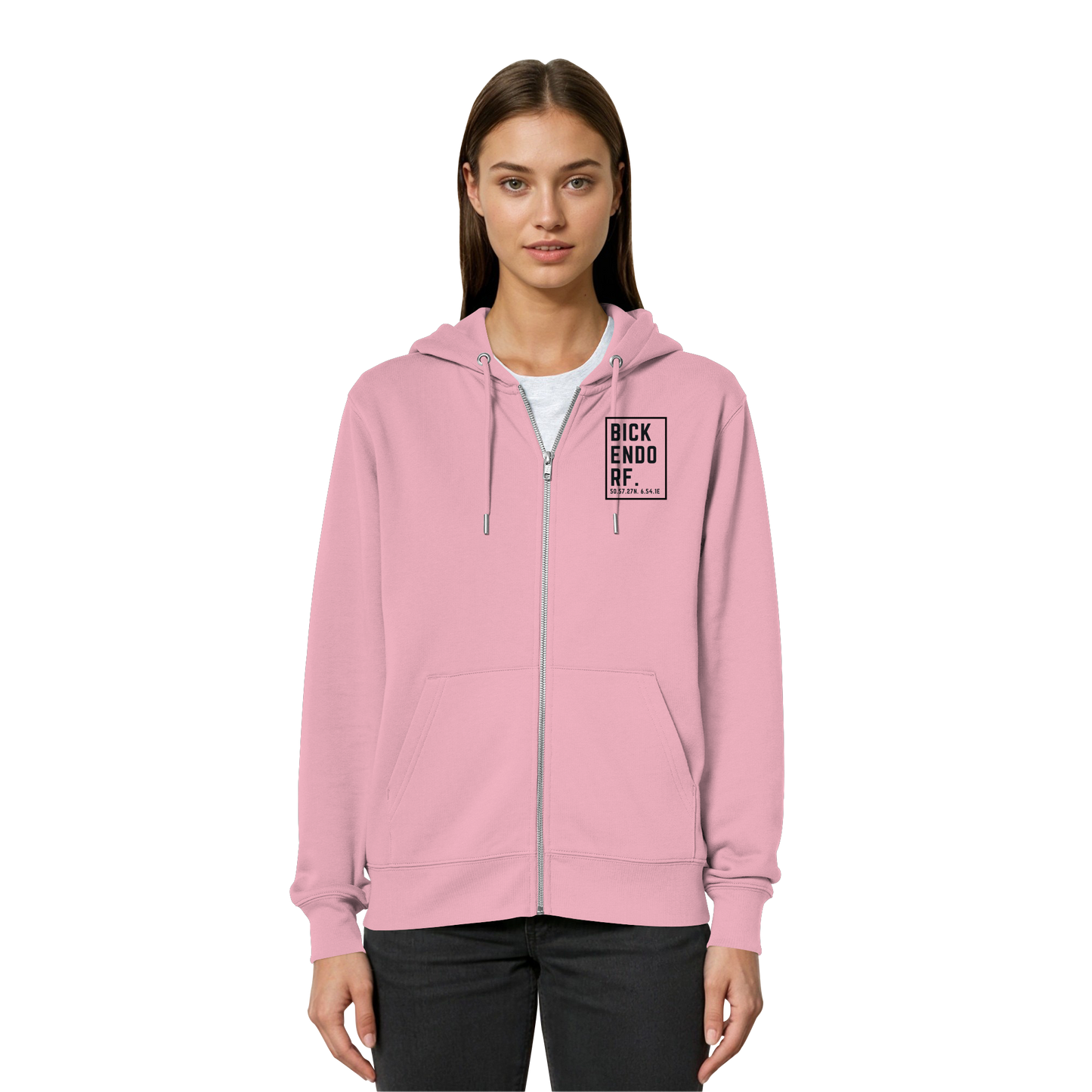 Bickendorf Koordinaten (kleiner Druck auf der Brust) - Organic Relaxed Zipper