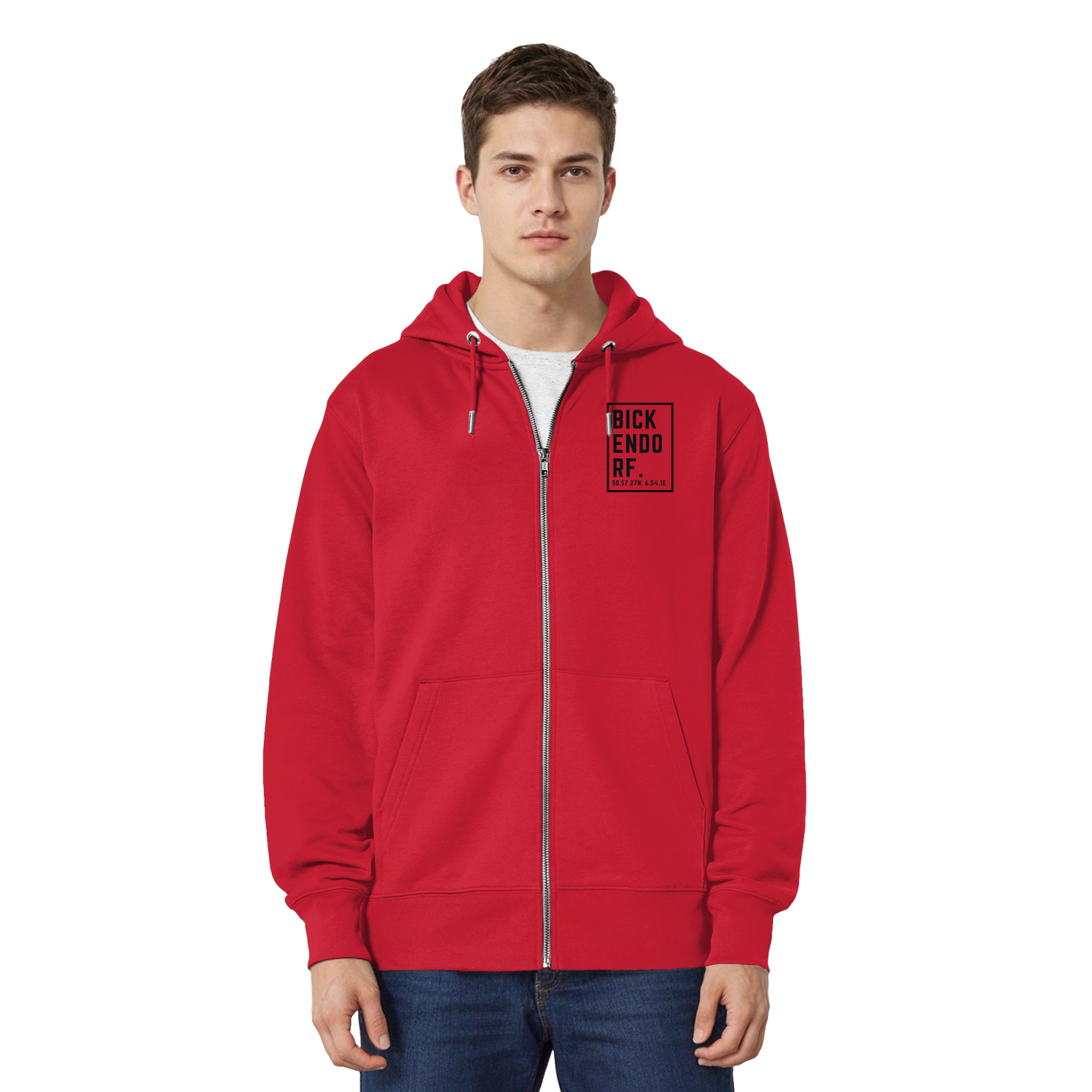 Bickendorf Koordinaten (kleiner Druck auf der Brust) - Organic Relaxed Zipper