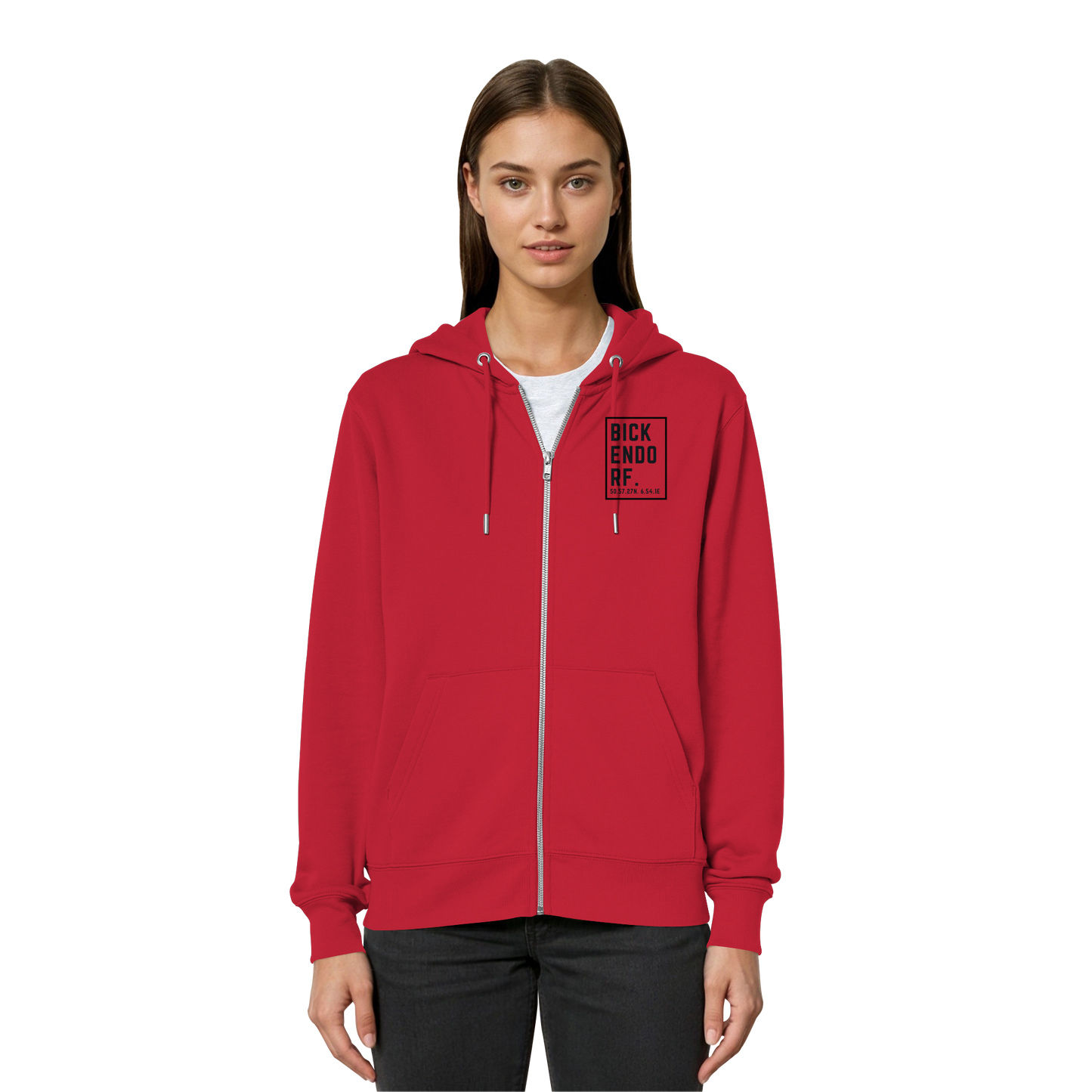 Bickendorf Koordinaten (kleiner Druck auf der Brust) - Organic Relaxed Zipper