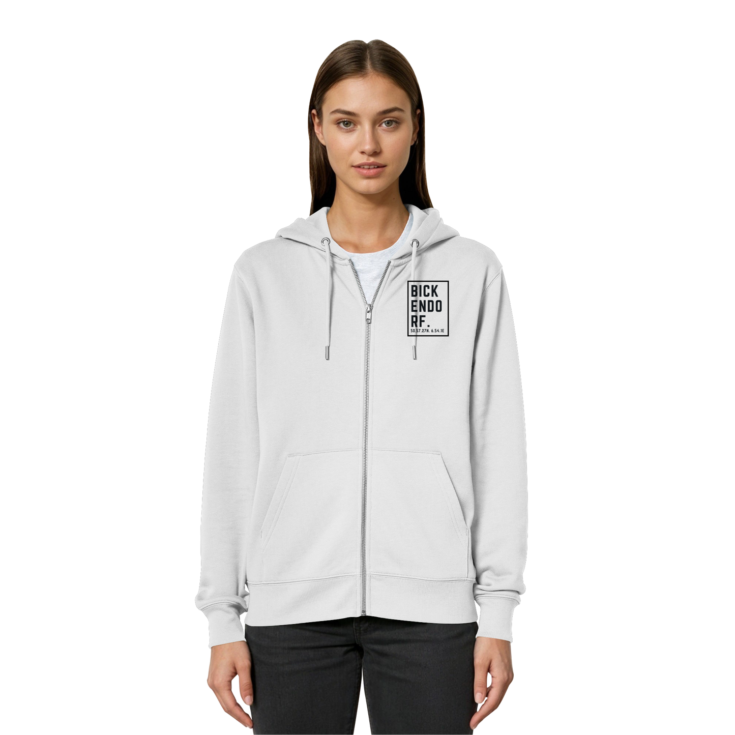 Bickendorf Koordinaten (kleiner Druck auf der Brust) - Organic Relaxed Zipper