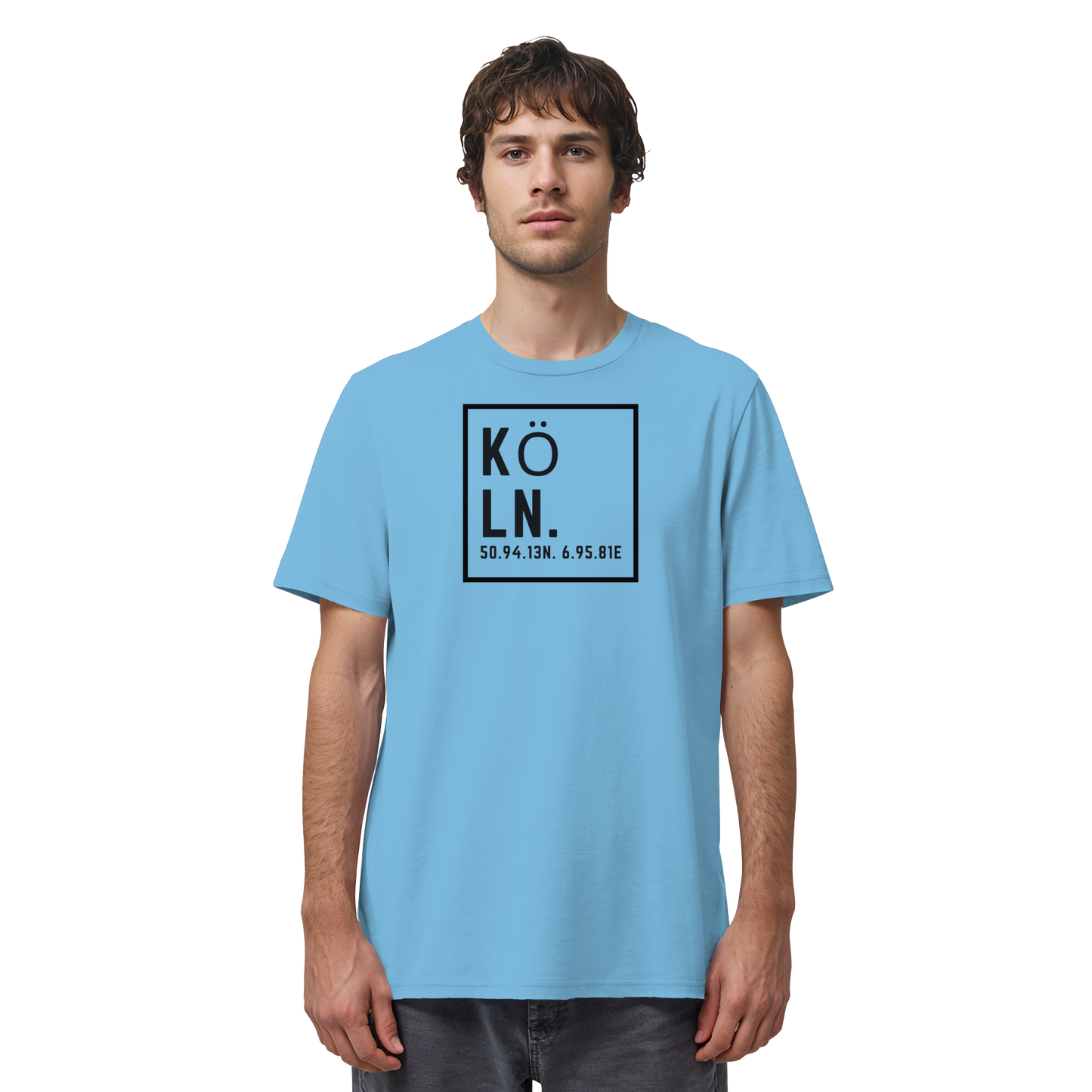 Köln Koordinaten (großer Druck auf der Brust) - Organic Shirt
