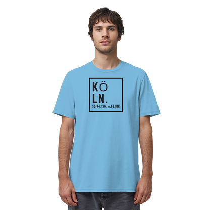 Köln Koordinaten (großer Druck auf der Brust) - Organic Shirt