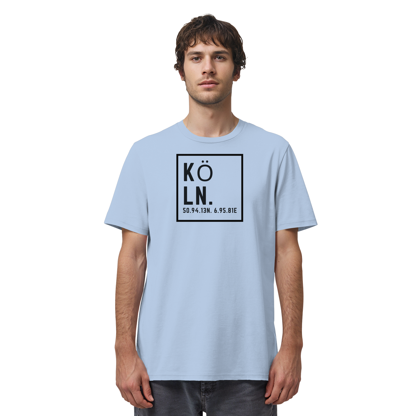 Köln Koordinaten (großer Druck auf der Brust) - Organic Shirt