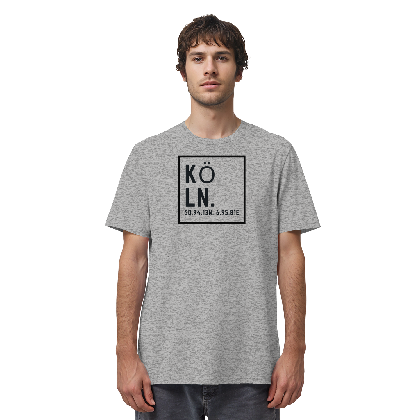 Köln Koordinaten (großer Druck auf der Brust) - Organic Shirt
