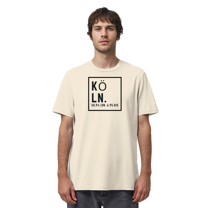 Köln Koordinaten (großer Druck auf der Brust) - Organic Shirt