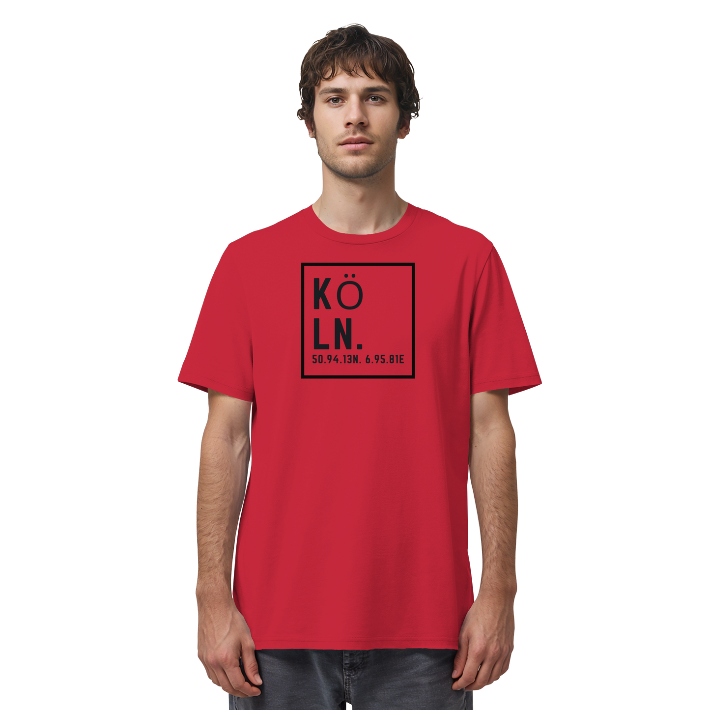 Köln Koordinaten (großer Druck auf der Brust) - Organic Shirt
