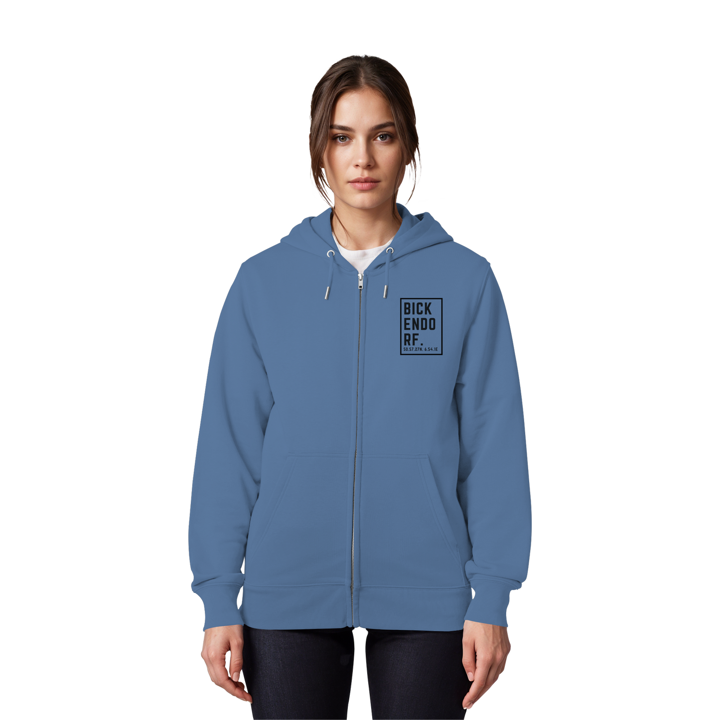 Bickendorf Koordinaten (kleiner Druck auf der Brust) - Organic Zipper