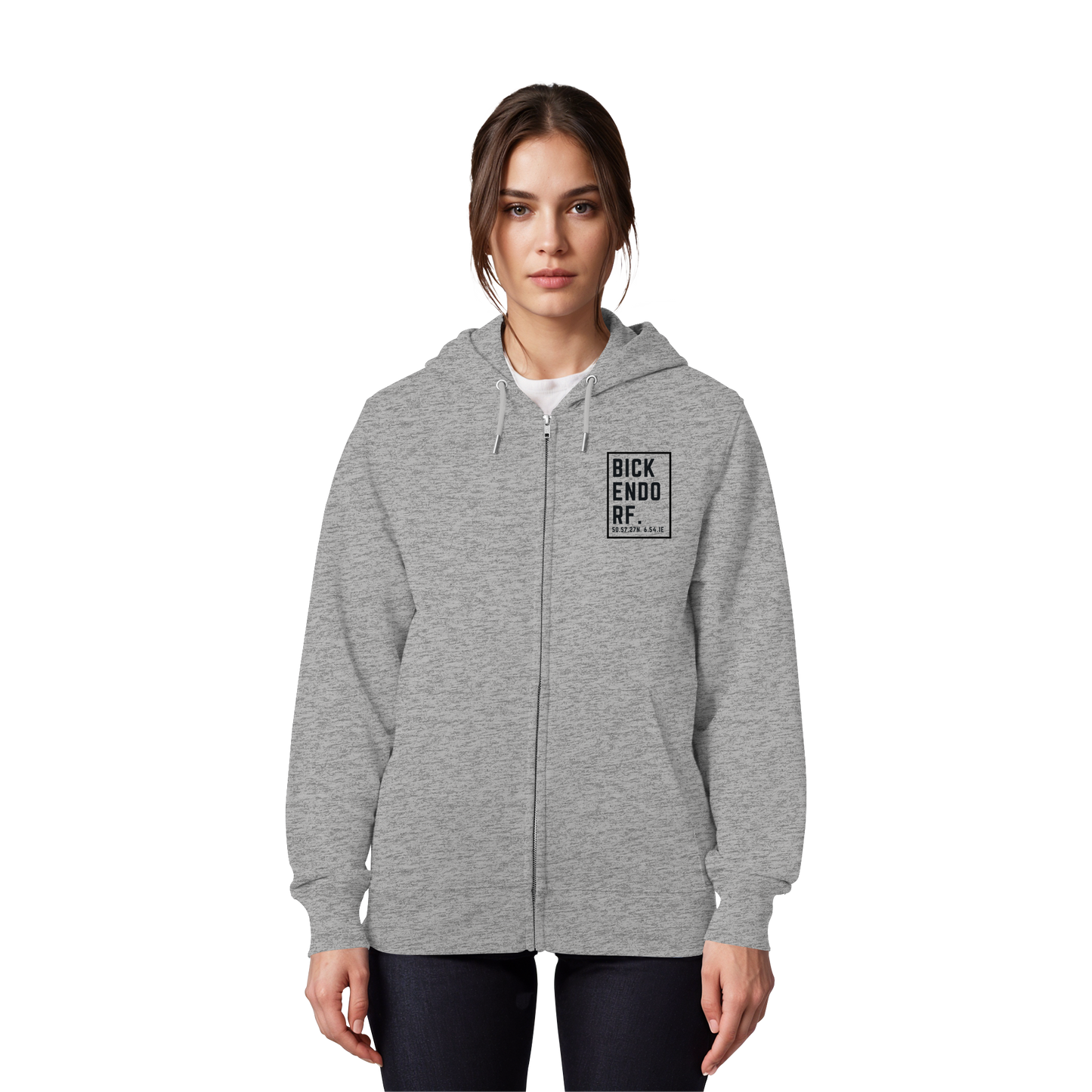 Bickendorf Koordinaten (kleiner Druck auf der Brust) - Organic Zipper