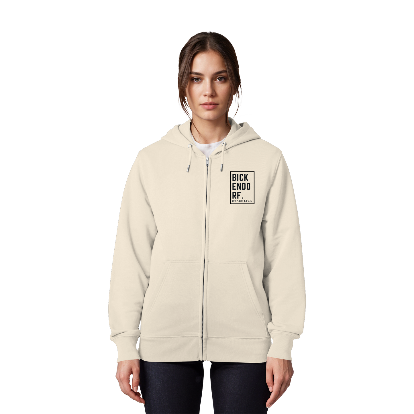 Bickendorf Koordinaten (kleiner Druck auf der Brust) - Organic Zipper