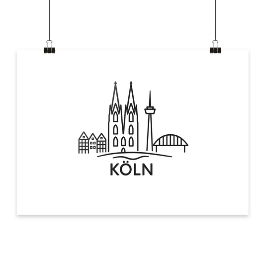 Köln Skyline (Druck) - Poster Din A4 (quer)