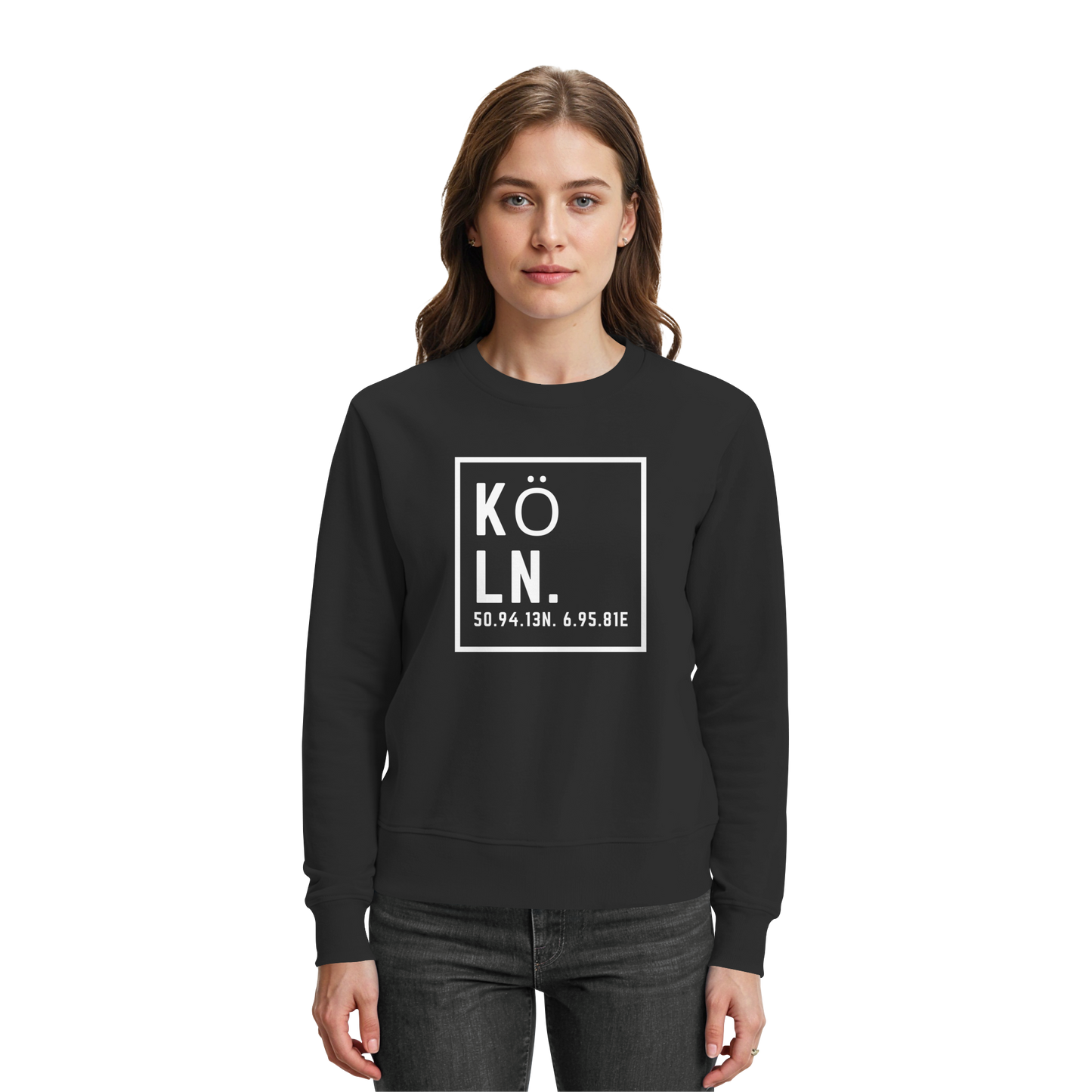 Köln Koordinaten (großer Druck auf der Brust) - Premium Sweatshirt