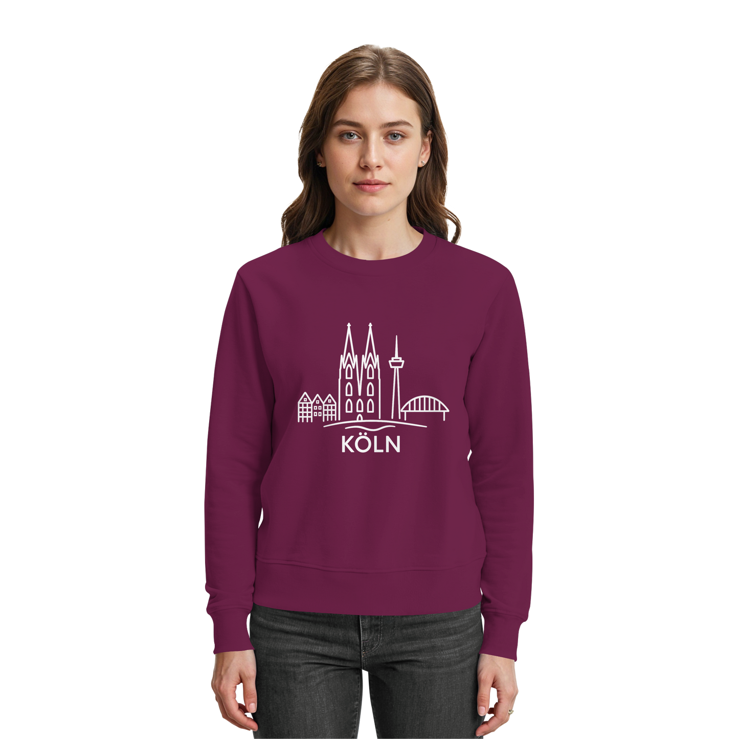 Köln Skyline (großer Druck auf der Brust) - Premium Sweatshirt