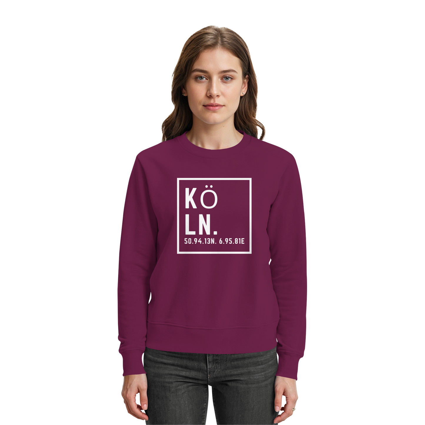 Köln Koordinaten (großer Druck auf der Brust) - Premium Sweatshirt