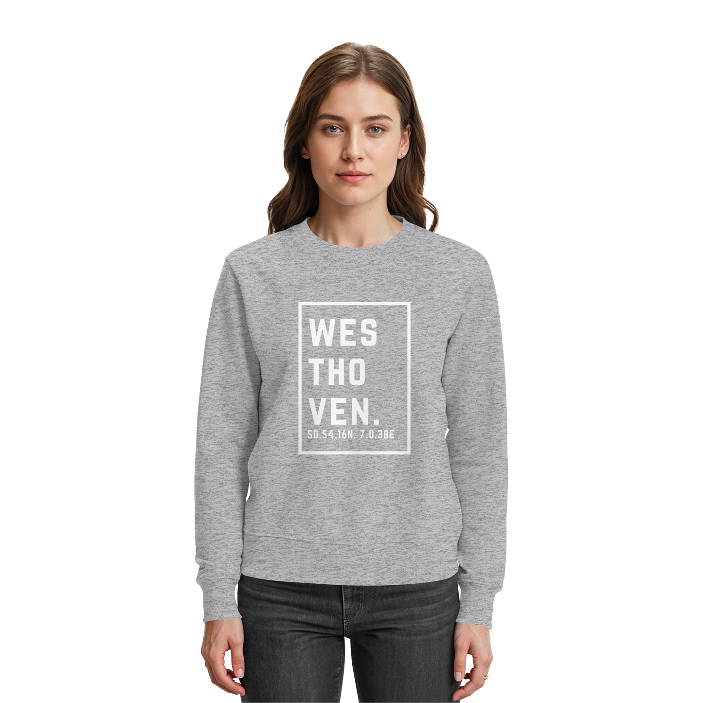 Westhoven Koordinaten (großer Druck auf der Brust) - Premium Sweatshirt