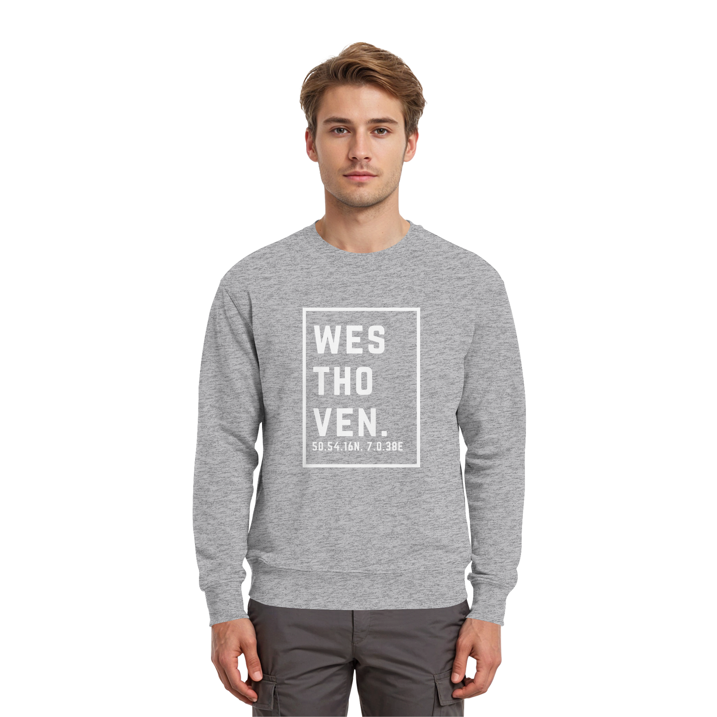 Westhoven Koordinaten (großer Druck auf der Brust) - Premium Sweatshirt
