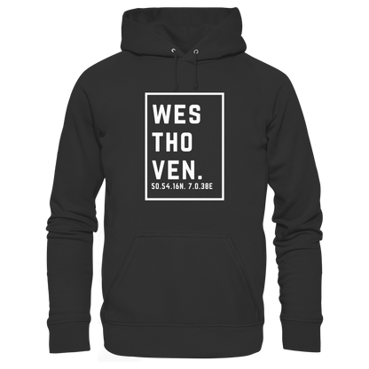 Westhoven Koordinaten (großer Druck auf der Brust) - Premium Unisex Hoodie