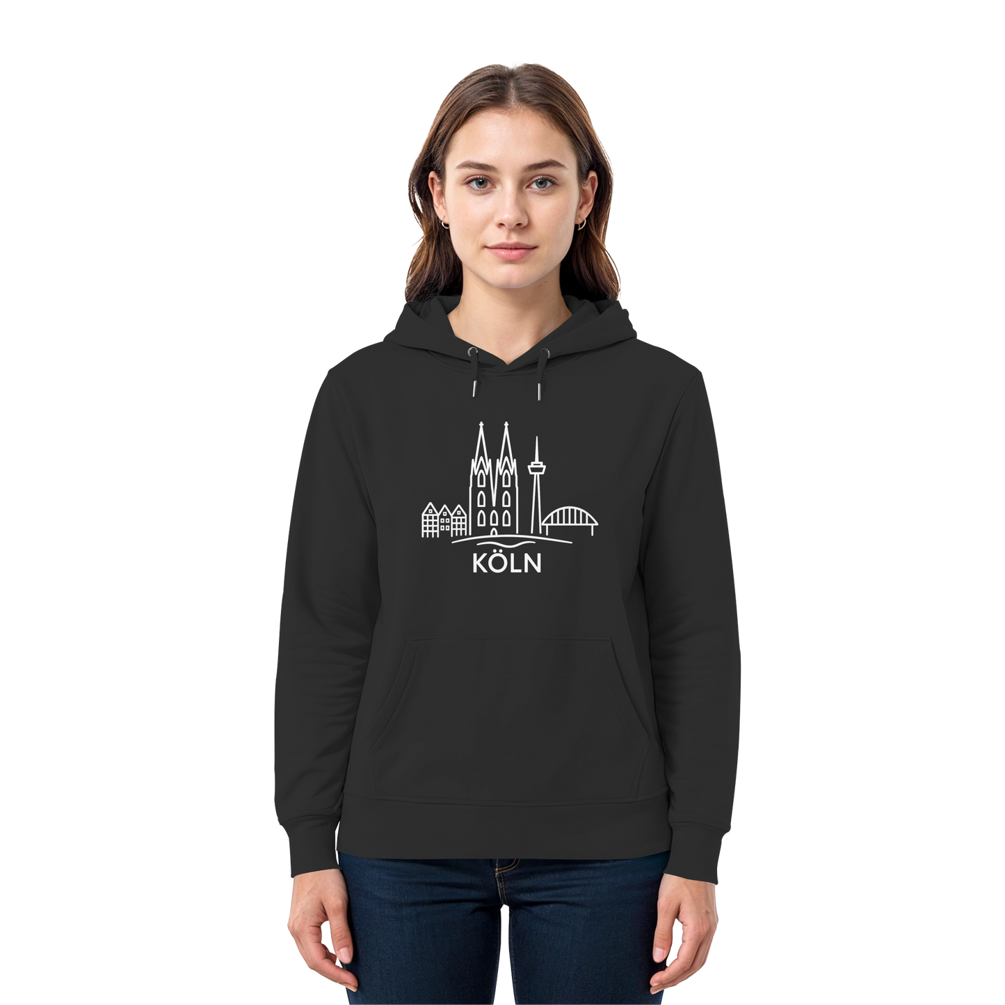 Köln Skyline (großer Druck auf der Brust) - Premium Unisex Hoodie