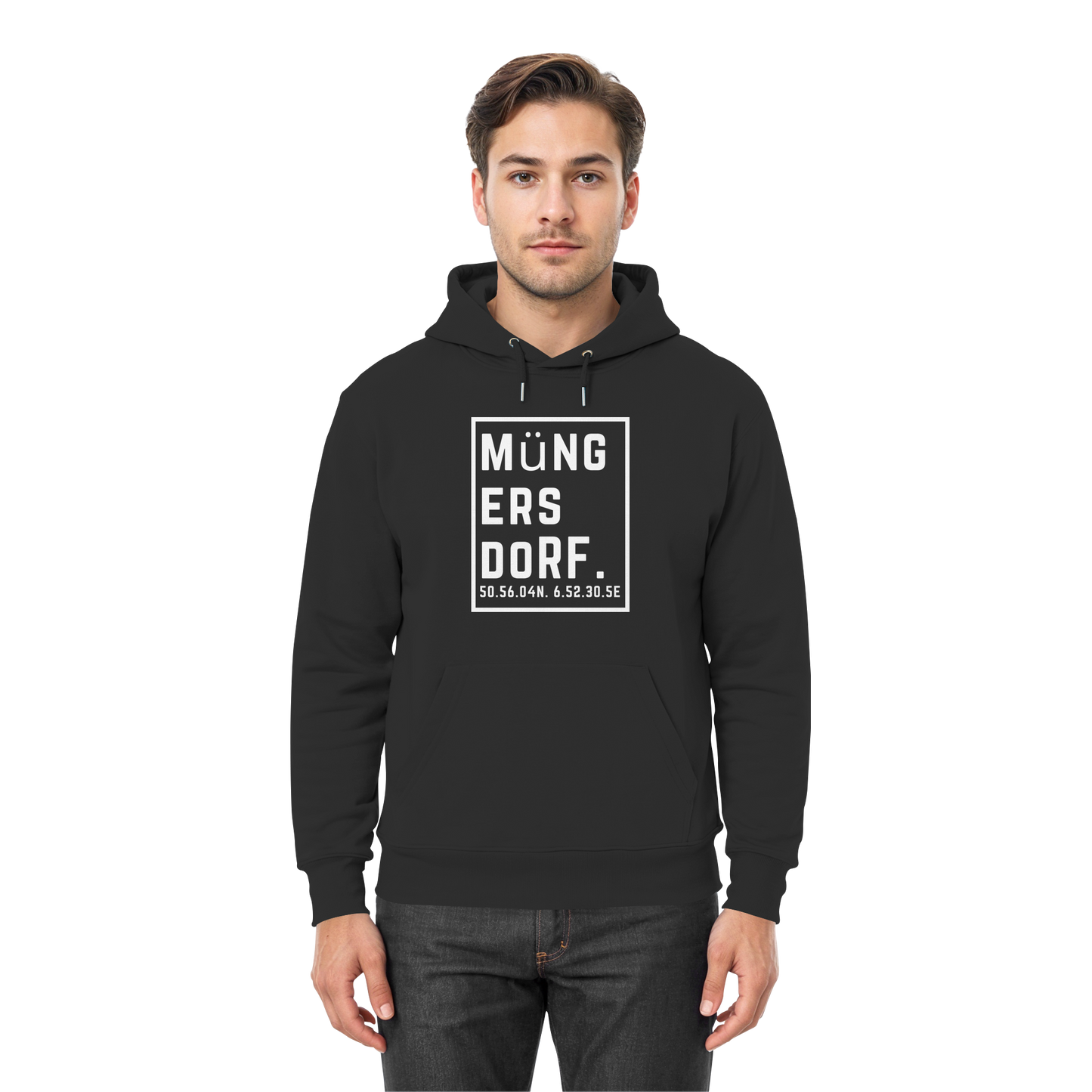 Müngersdorf Koordinaten (großer Druck auf der Brust) - Premium Unisex Hoodie