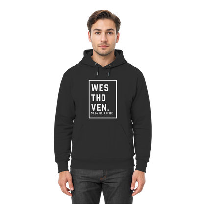 Westhoven Koordinaten (großer Druck auf der Brust) - Premium Unisex Hoodie
