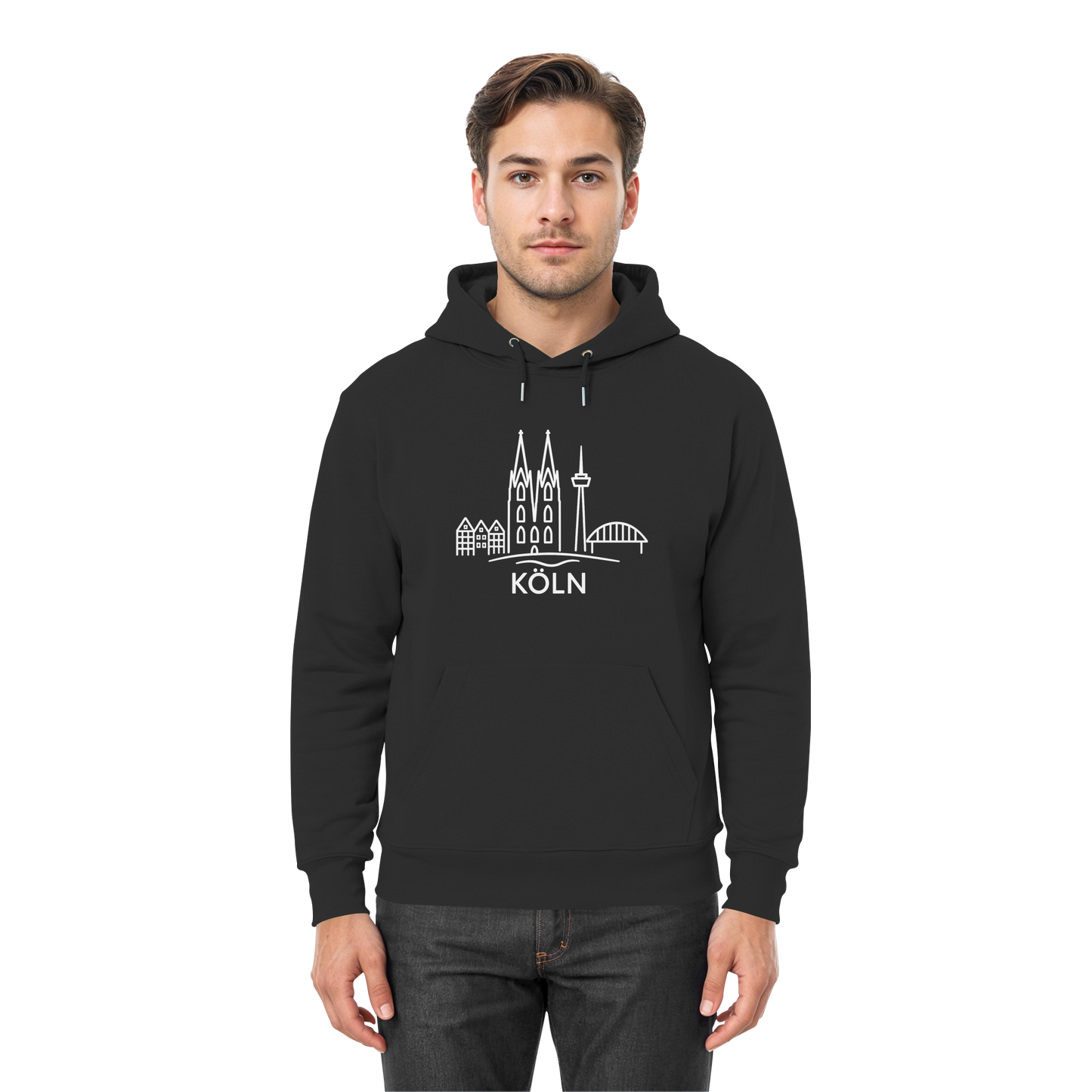 Köln Skyline (großer Druck auf der Brust) - Premium Unisex Hoodie