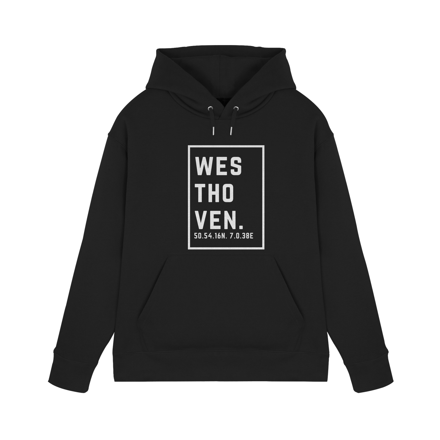 Westhoven Koordinaten (großer Druck auf der Brust) - Premium Unisex Hoodie