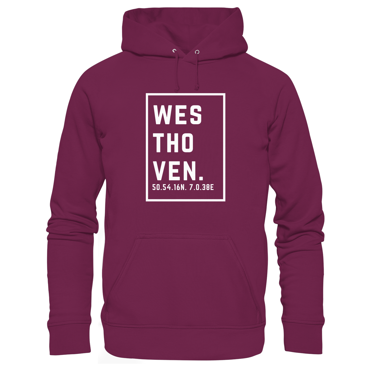 Westhoven Koordinaten (großer Druck auf der Brust) - Premium Unisex Hoodie