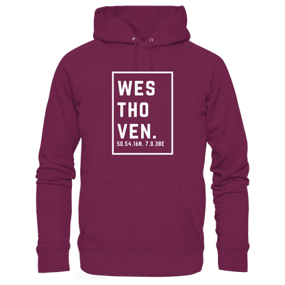 Westhoven Koordinaten (großer Druck auf der Brust) - Premium Unisex Hoodie