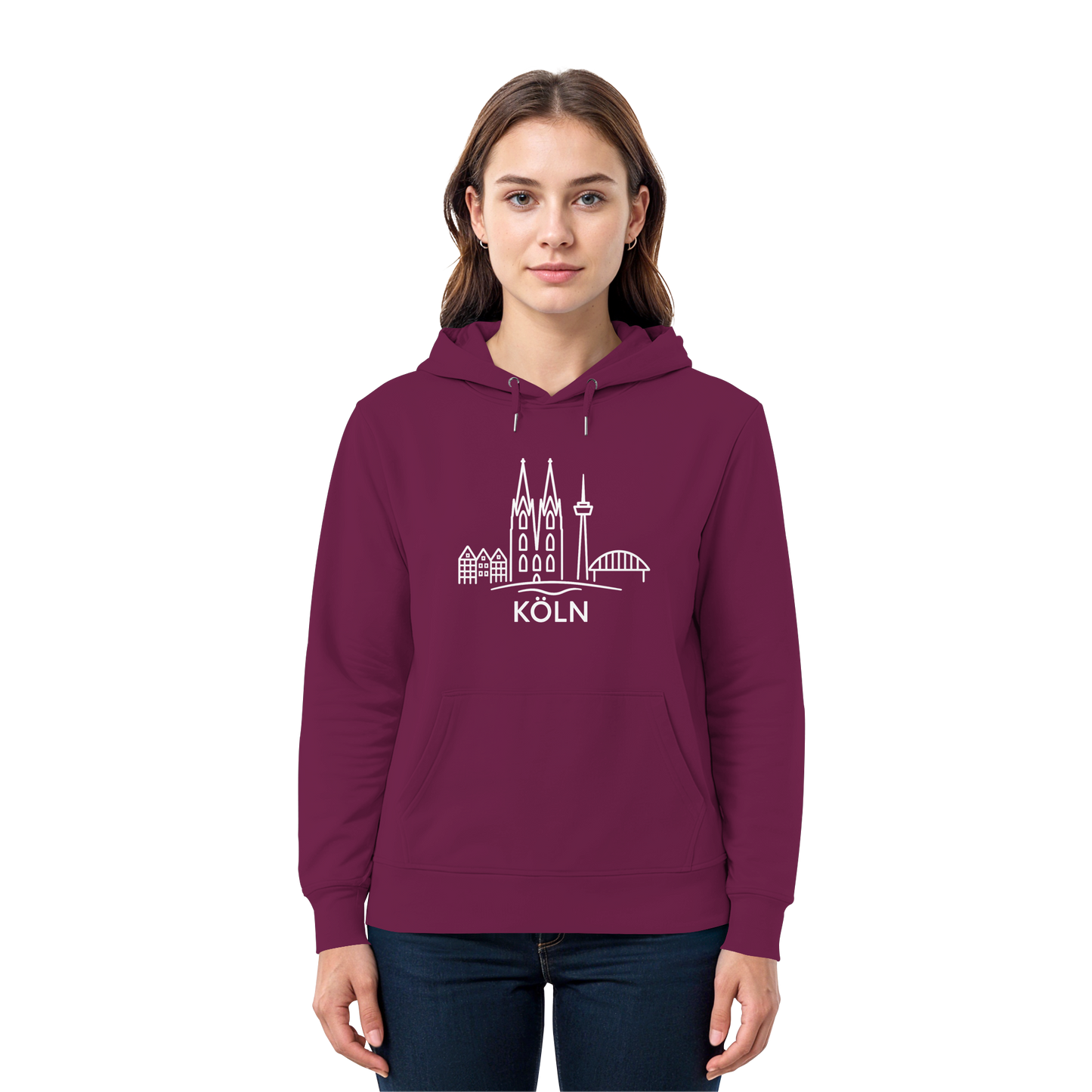 Köln Skyline (großer Druck auf der Brust) - Premium Unisex Hoodie