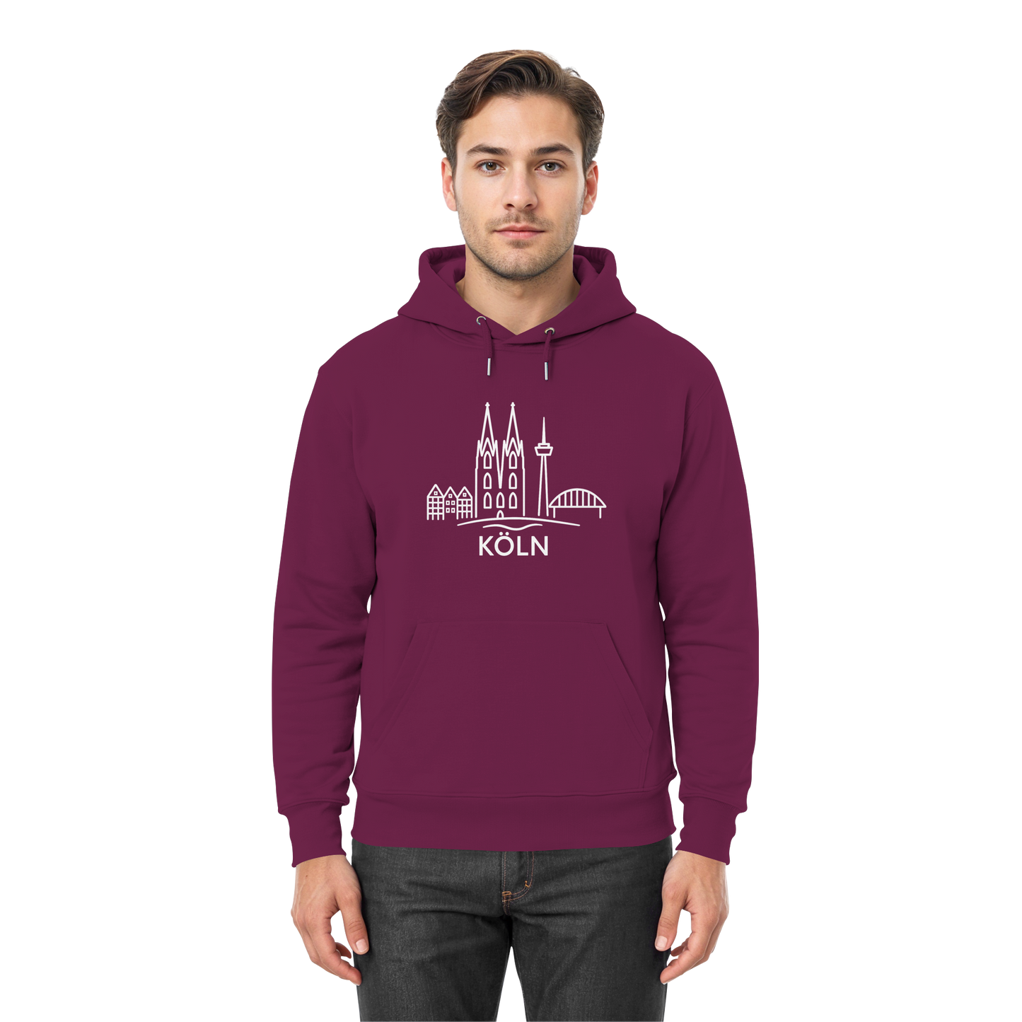 Köln Skyline (großer Druck auf der Brust) - Premium Unisex Hoodie