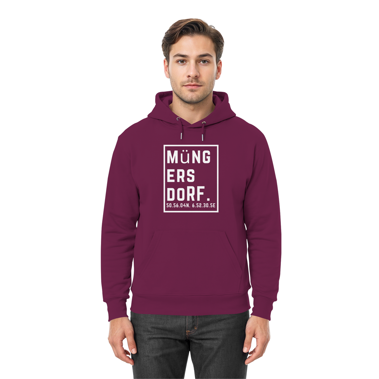 Müngersdorf Koordinaten (großer Druck auf der Brust) - Premium Unisex Hoodie